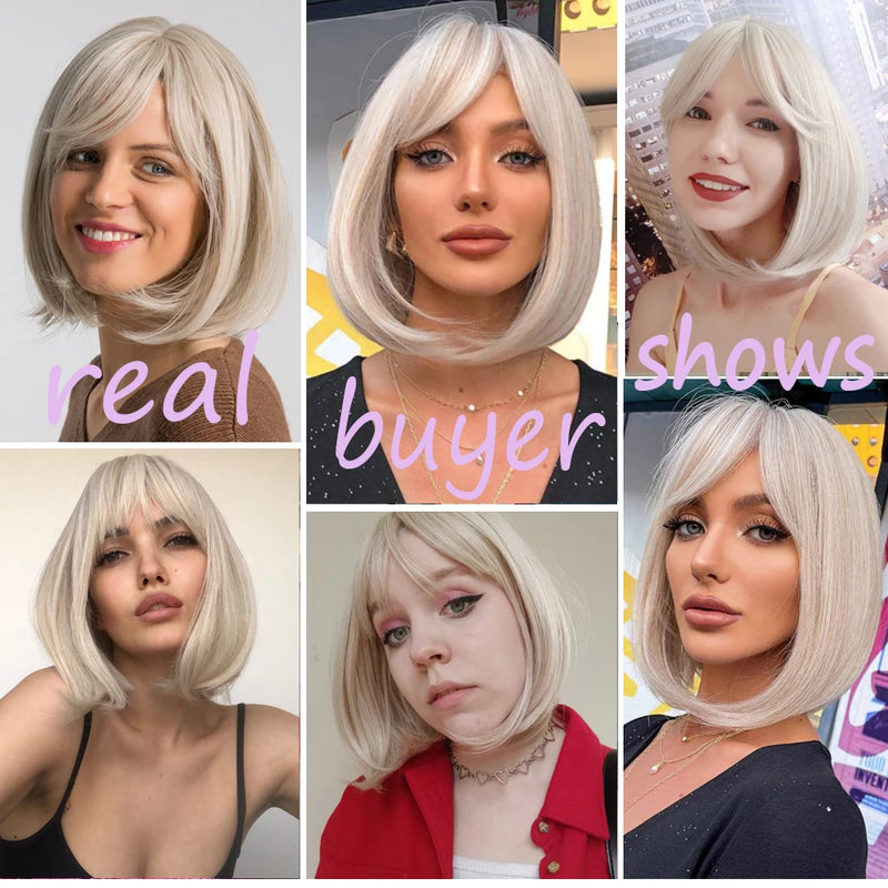 Peruca Long Bob Platinada TINY LANA – Curta, Moderna e Pura Atitude