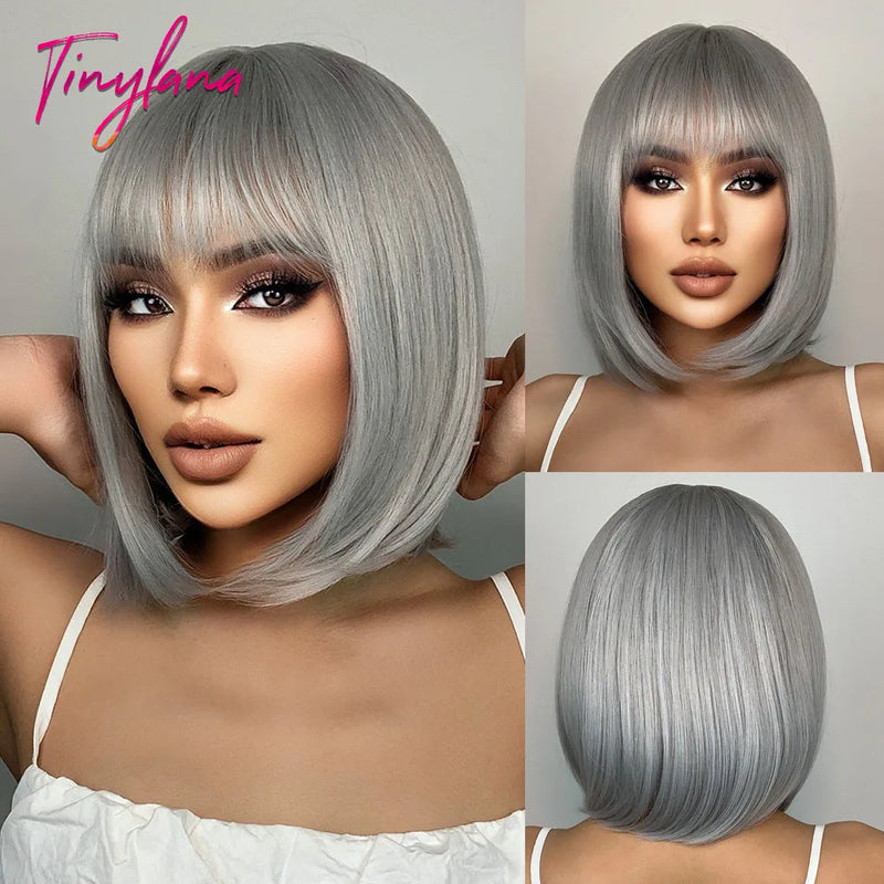Peruca Long Bob Platinada TINY LANA – Curta, Moderna e Pura Atitude