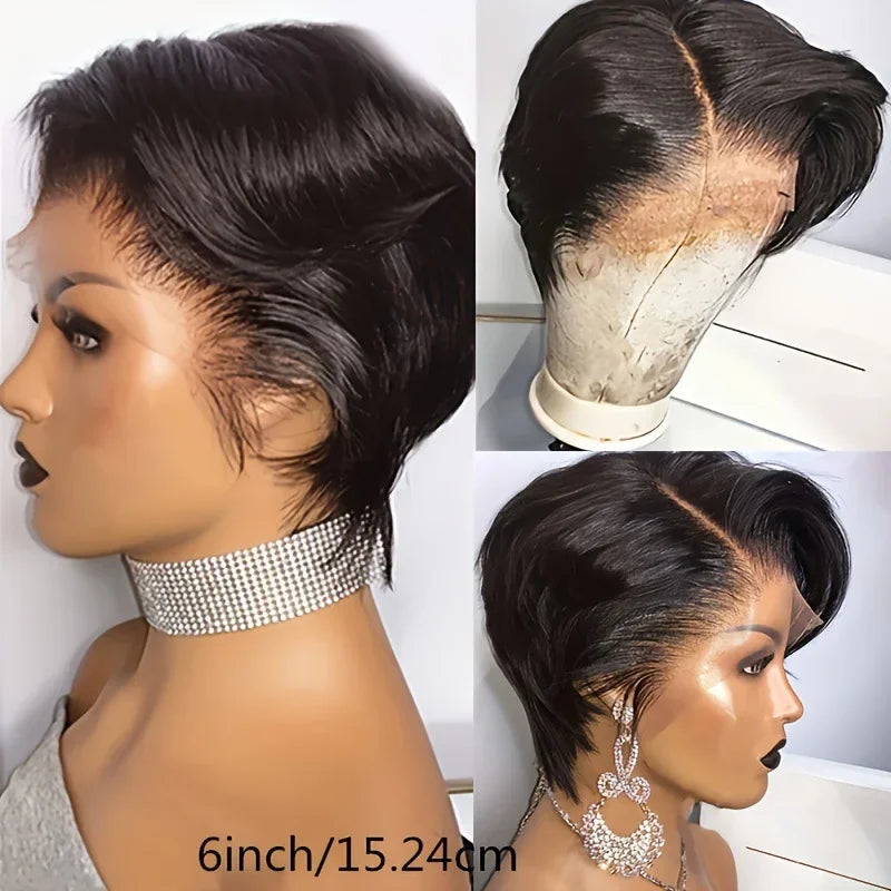 Peruca Curta Lisa 100% Cabelo Humano – SEVENMOONS
