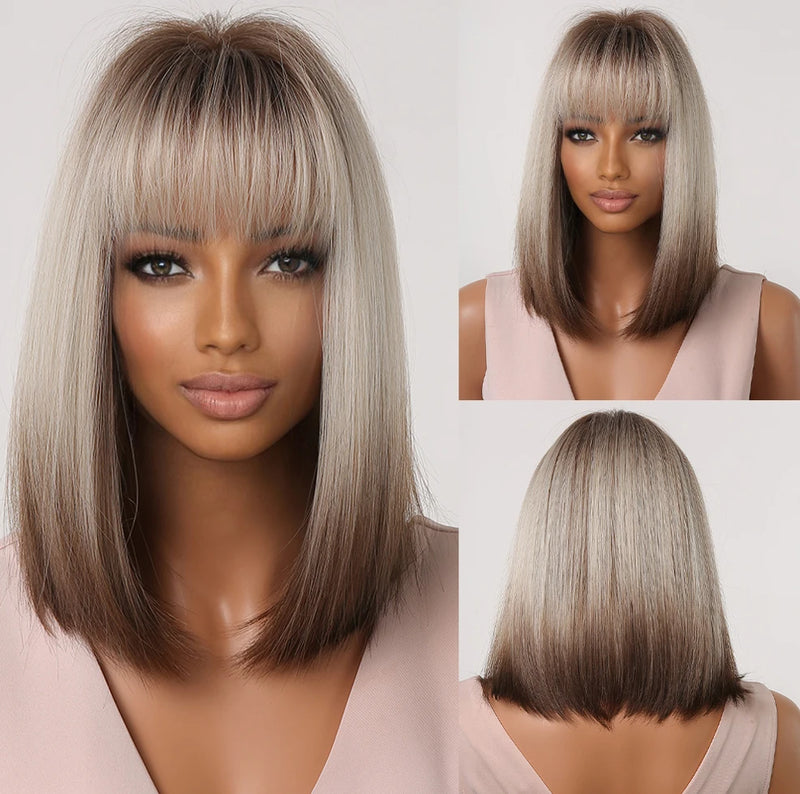Peruca Long Bob Platinada TINY LANA – Curta, Moderna e Pura Atitude