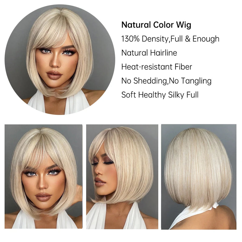 Peruca Long Bob Platinada TINY LANA – Curta, Moderna e Pura Atitude