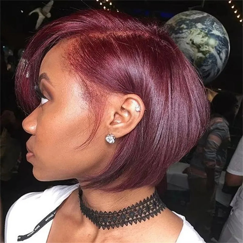 Peruca Curta Lisa 100% Cabelo Humano – SEVENMOONS