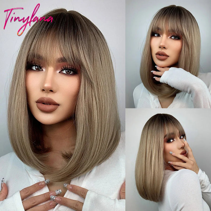 Peruca Long Bob Platinada TINY LANA – Curta, Moderna e Pura Atitude