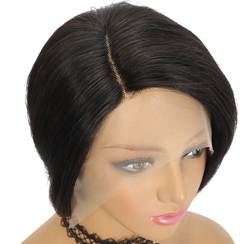 Peruca Curta Lisa 100% Cabelo Humano – SEVENMOONS