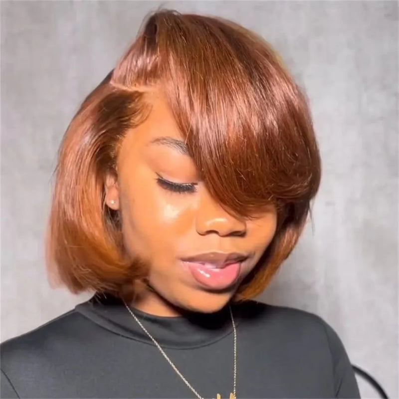 Peruca Curta Lisa 100% Cabelo Humano – SEVENMOONS